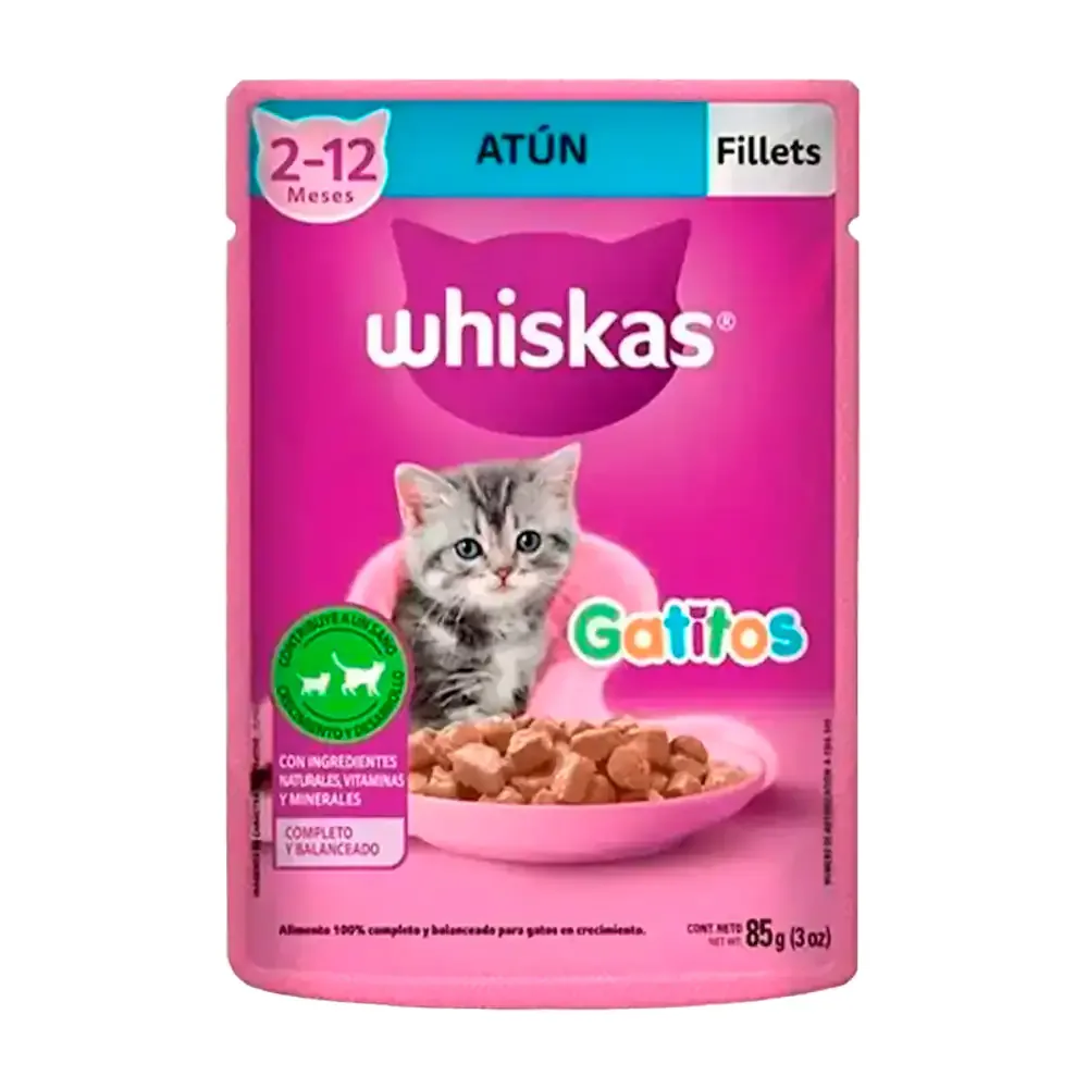 1pz alimento húmedo whiskas para gatitos fillets sabor atún, 85g / 5858