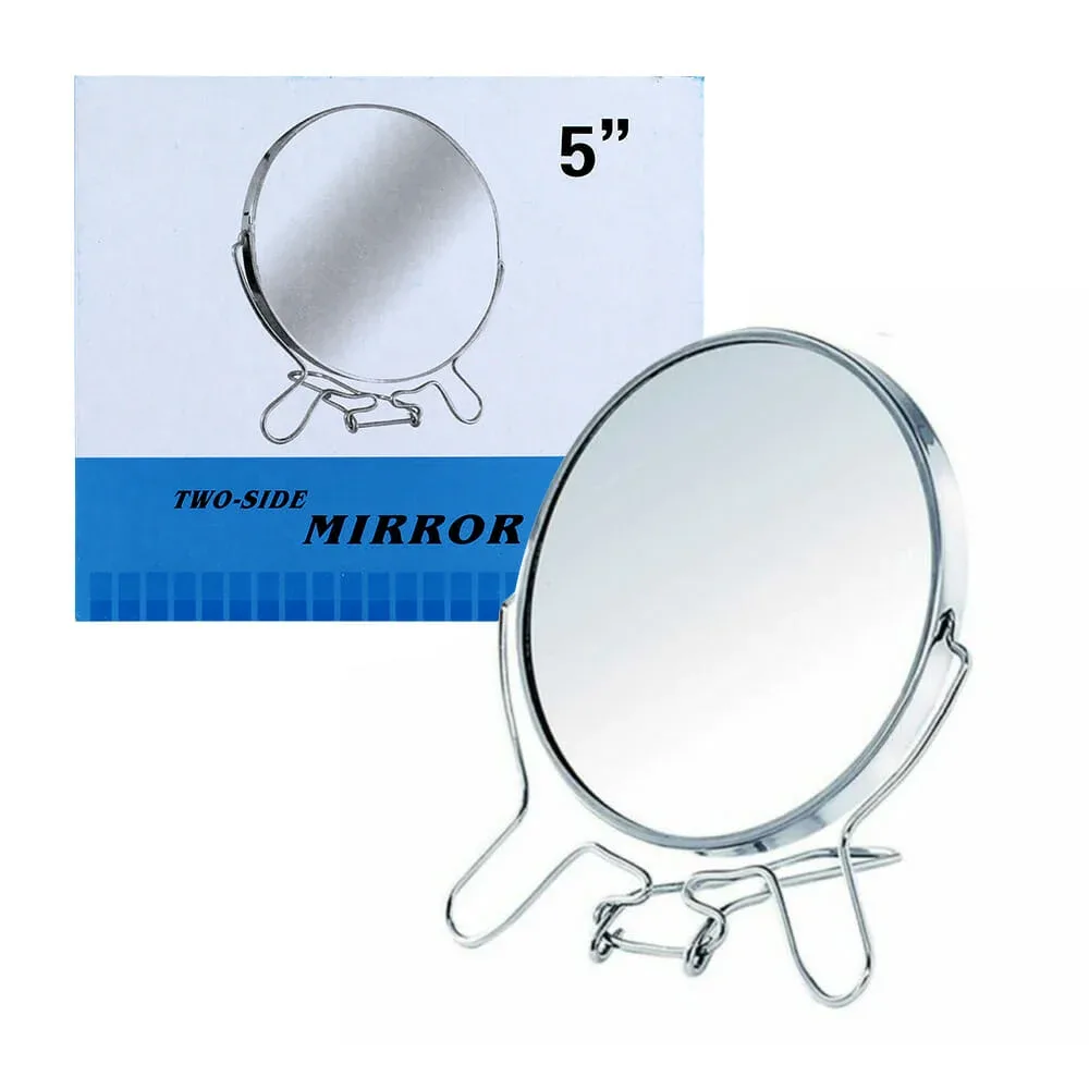 Espejo redondo de 5 pulgadas con doble de aumento y base metálica / y-00345-1 / jz-5 / g1115 / 4185