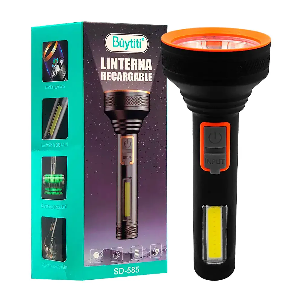 Lámpara linterna buytiti recargable con 3 modos de iluminación para exterior