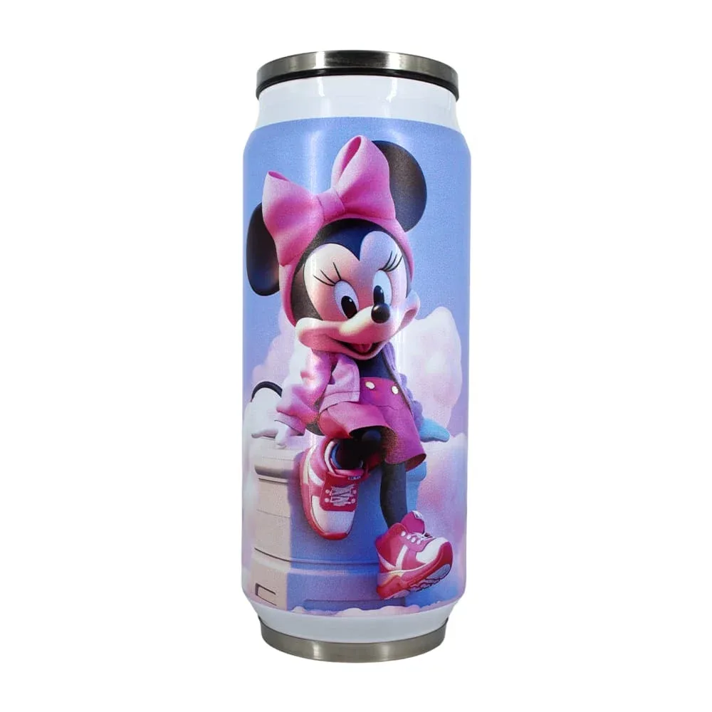 Termo mediano de acero inoxidable en forma de lata con diseño de personajes animados, variedad de modelos / stainless steel cup / 2-205