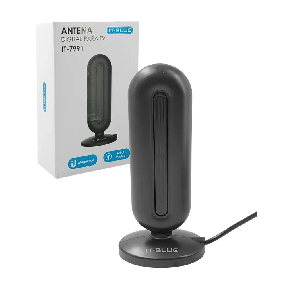 Antena digital it blue para tv con diseño ovalado + base magnética