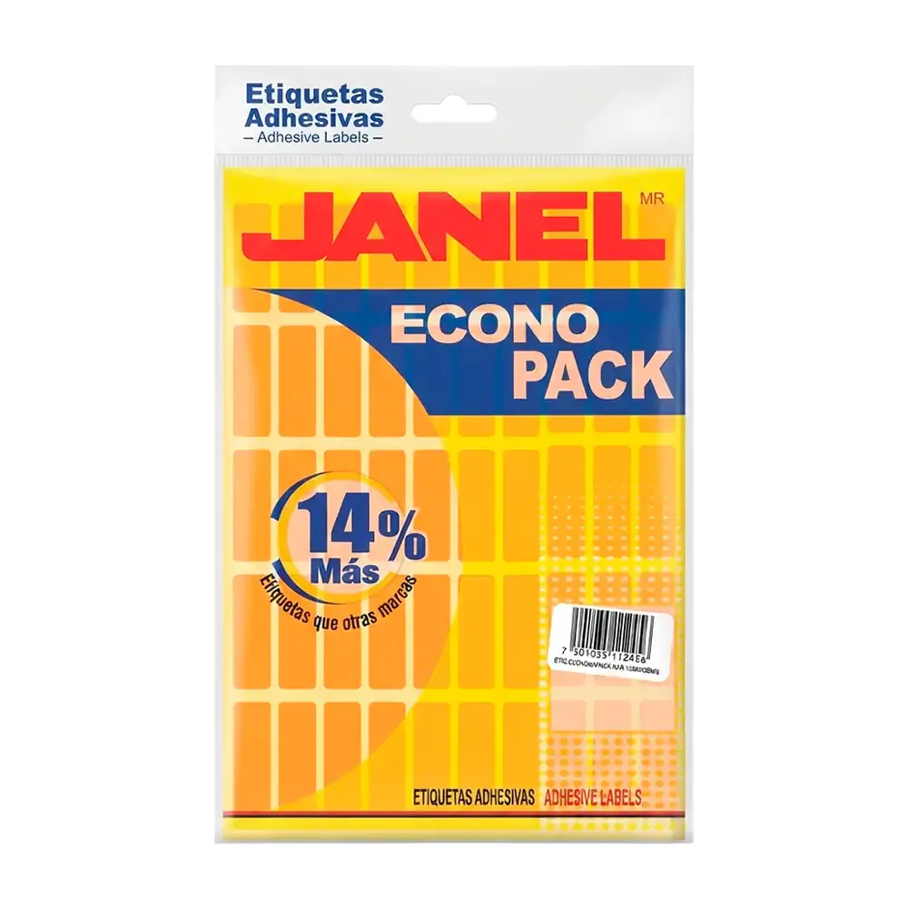 Paquete con 400 etiquetas janel de 13x38mm en color naranja / 3700