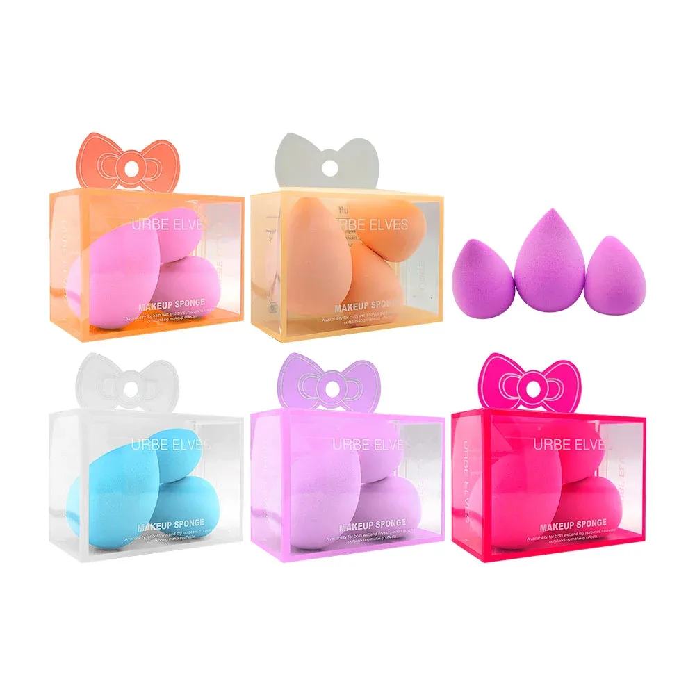 Paquete con 3 esponjas para maquillaje en forma de huevo, variedad de tamaños