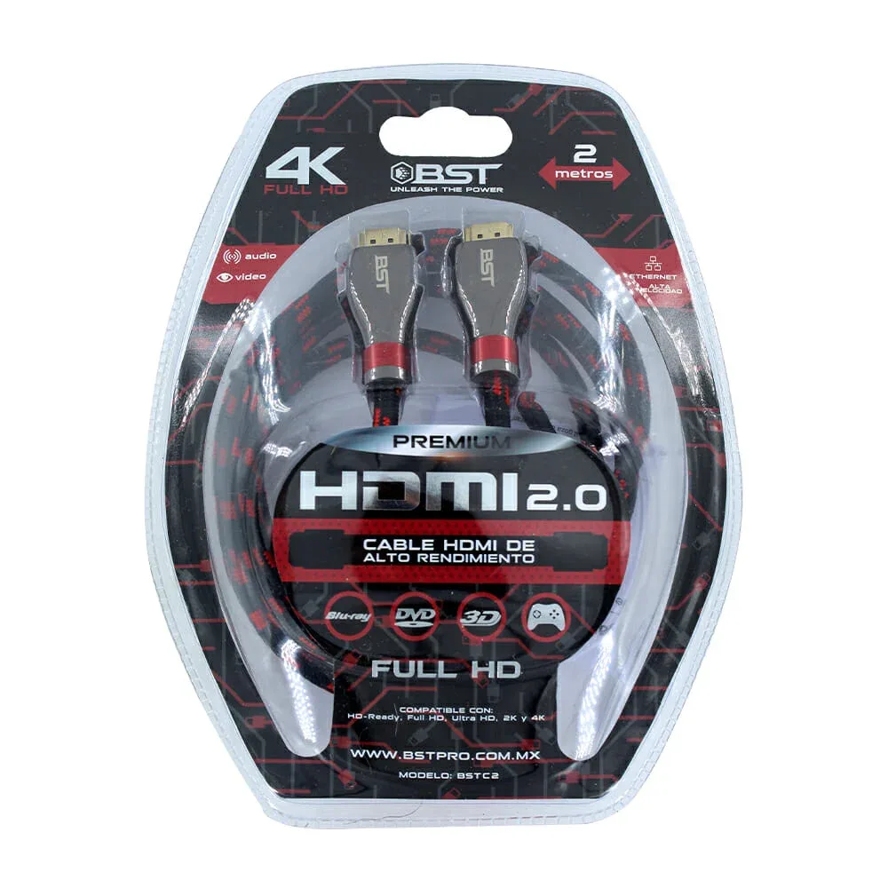 Cable hdmi 2.0 bst premium de 2 metros para resolución full hd 2k o 4k / bst2c