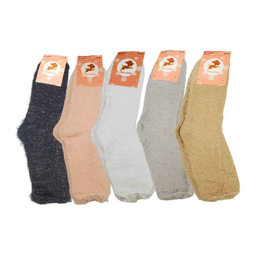 Par de calcetines afelpados, tela brillosa, talla 35-40, variedad de colores