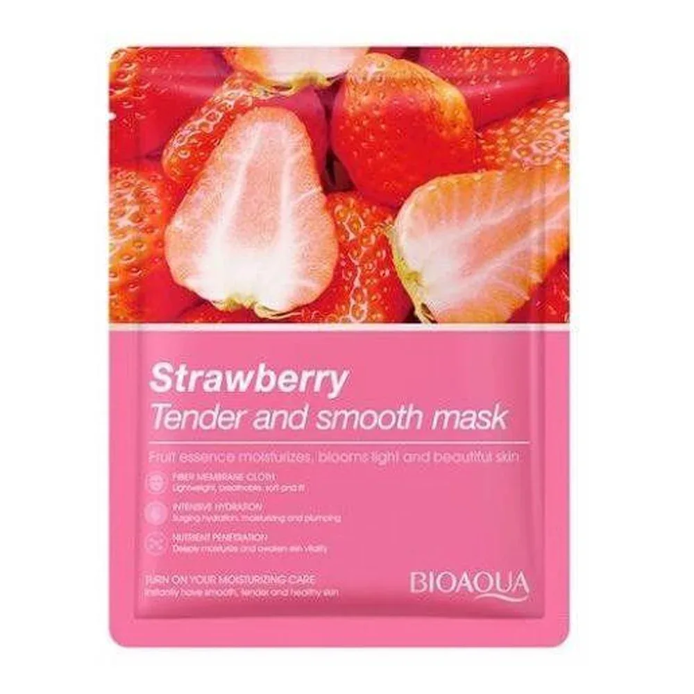 1pza Mascarilla facial hidratante con extracto de fresa 25g / strawberry / bioaqua