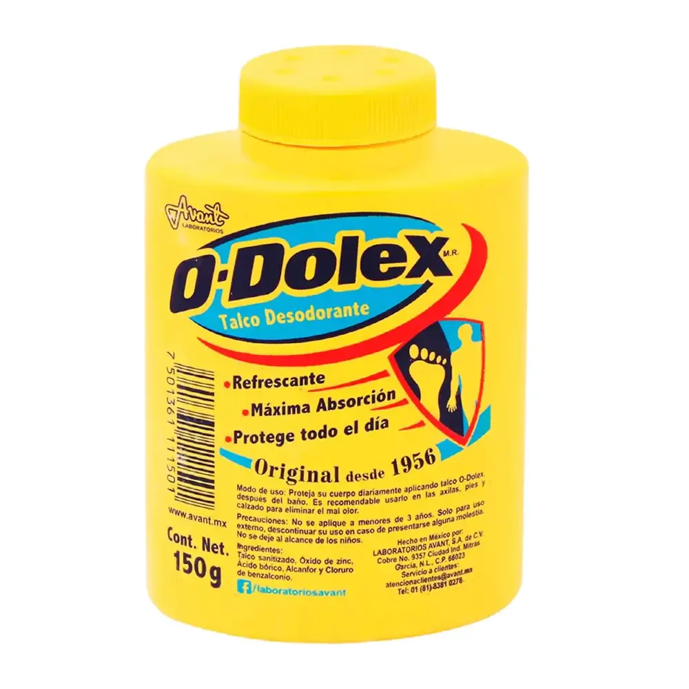 Talco desodorante o-dolex original, amarillo de 150g / 111501