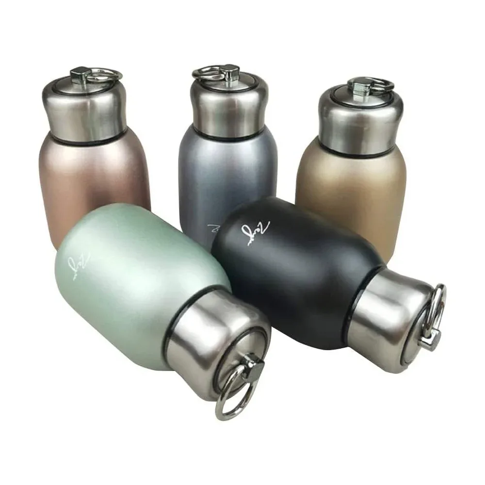 Termo redondo pequeño de acero inoxidable en colores metálicos, one life, one health, variedad de colores / bwb-304 / X359