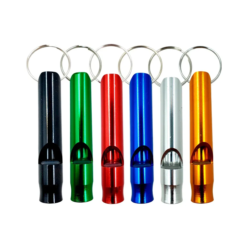 1pza Llavero silbato metálico de tipo policia, 6cm, variedad de colores