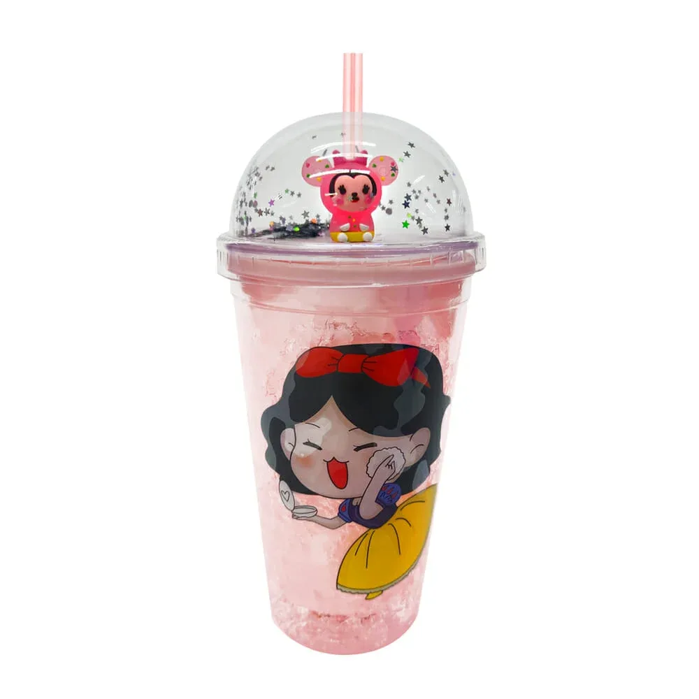 vaso de acrilico con efecto hielo y tapa domo con diseño de las princesas de disney, variedad de diseños / 2-543
