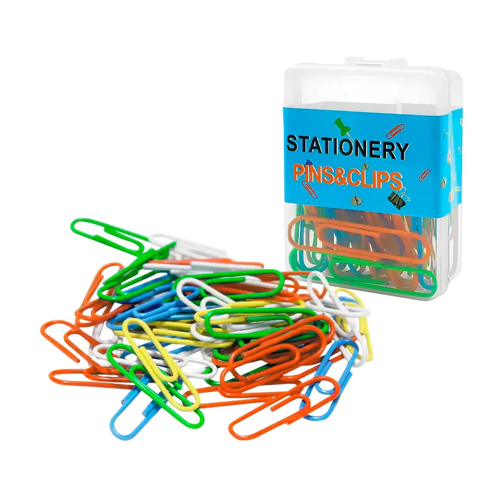 Estuche con 50 clips grandes de colores / stationery / pins y clips / b8638