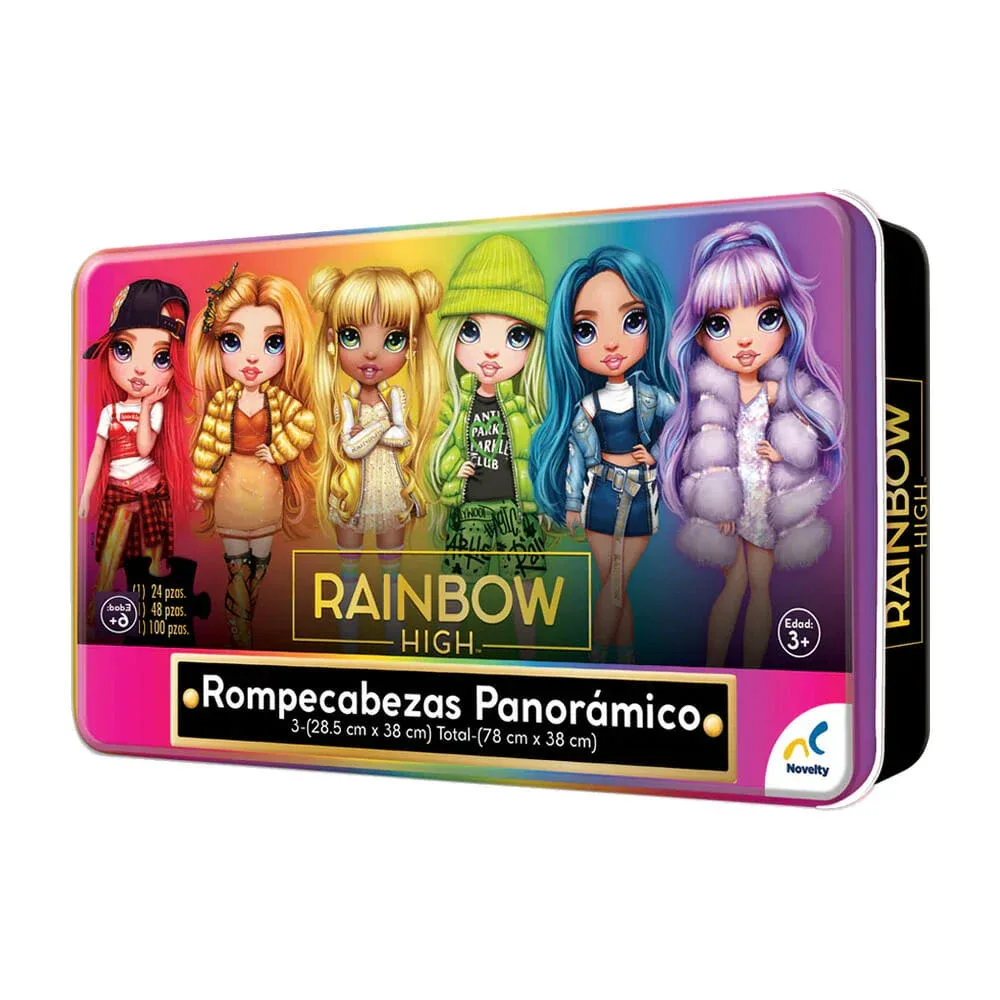 Rompecabezas panorámico 3 en 1 con diseño de rainbow hihg 78x38cm / jca-3565
