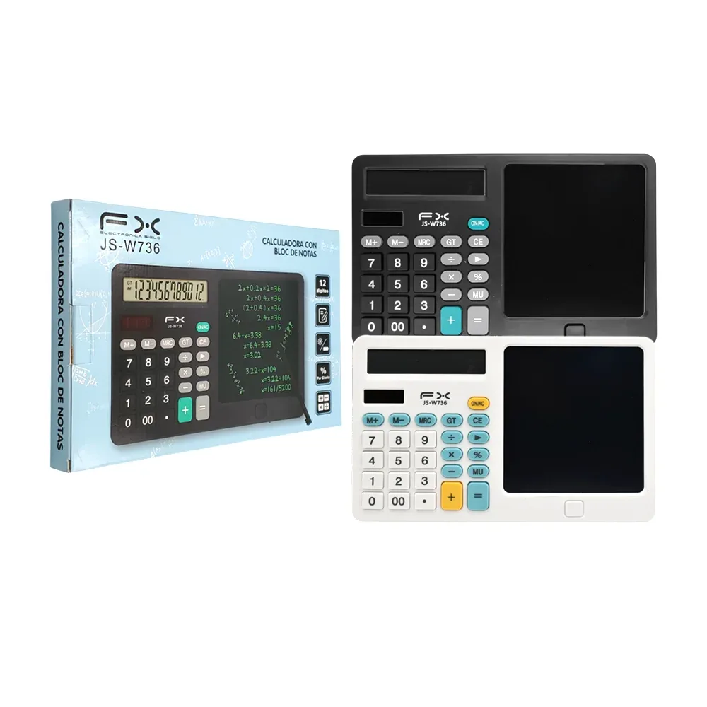 Calculadora fx de 12 dígitos + bloc de notas digital con pluma táctil / js-w736