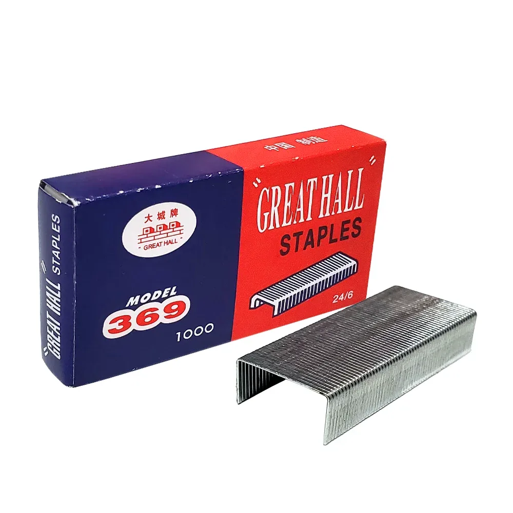 1pza Mini caja con 100 grapas de acero inoxidable 369 / great hall staples / 24/6 / 100507