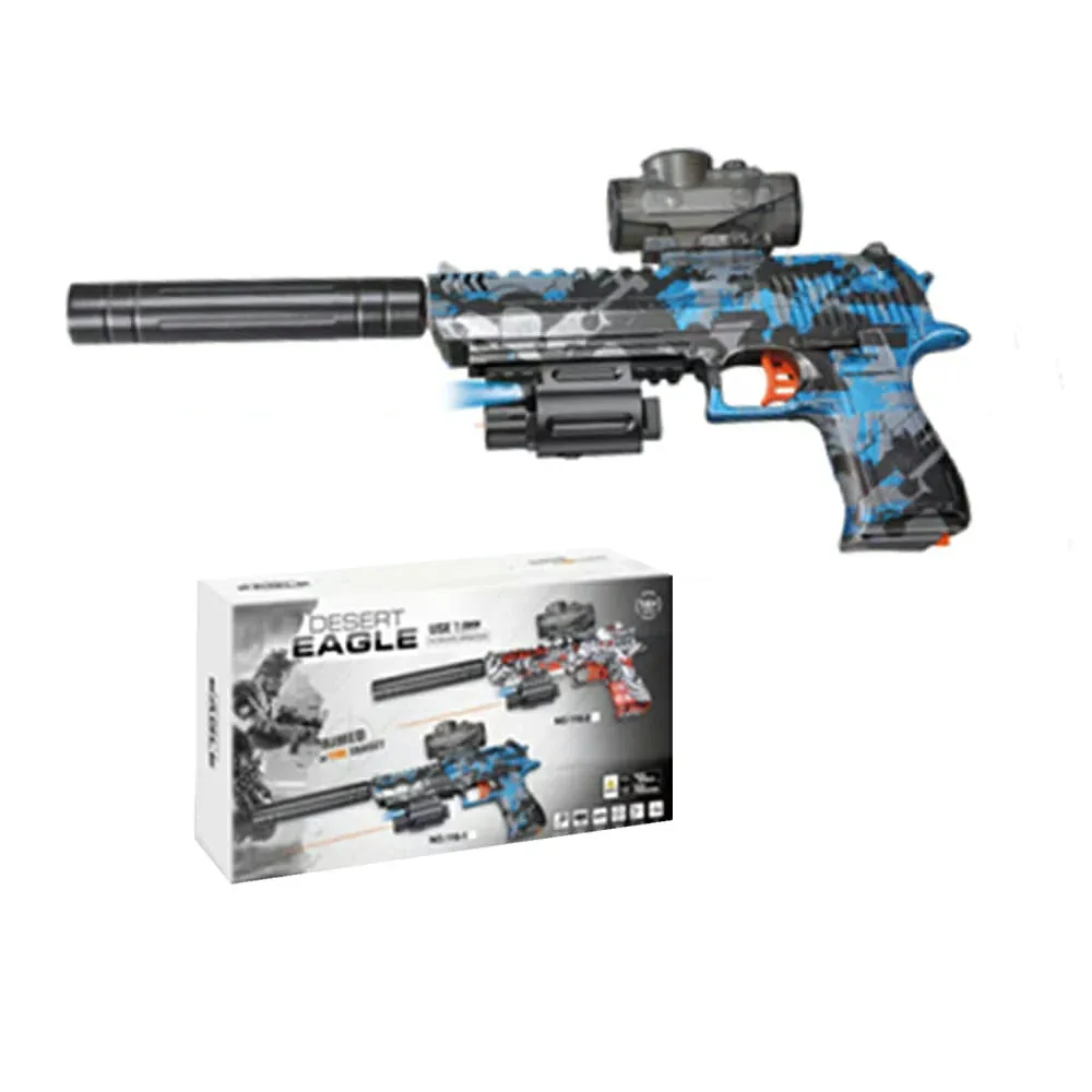 Pistola de hidrogel automática y accesorios, en color azul con camuflaje negro /116-1