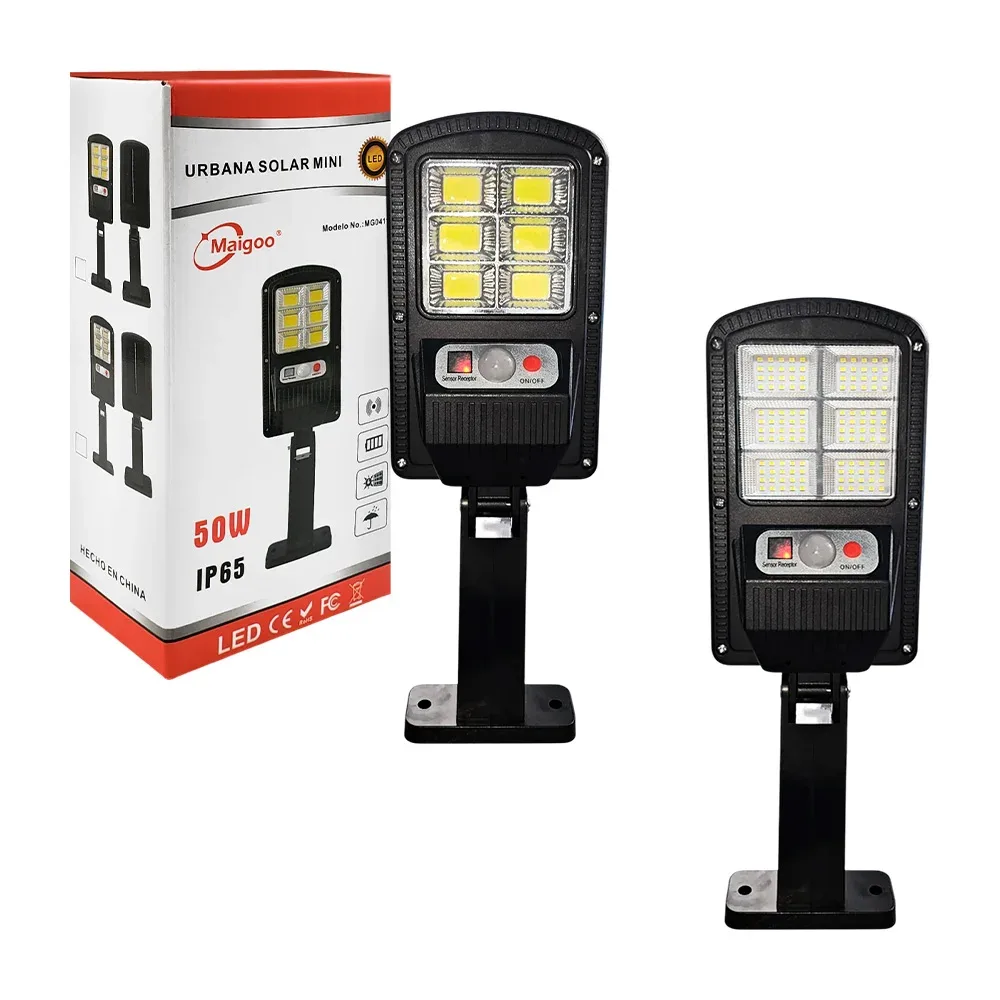 Lámpara reflector vertical con panel solar de uso rudo, 50w ip65 / mg04110