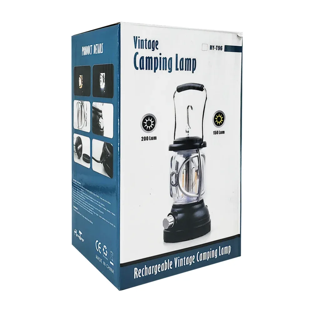 Lámpara portátil para campamento con 2 modos de luz y ranura para baterías / vintage camping lamp / ry-t96a
