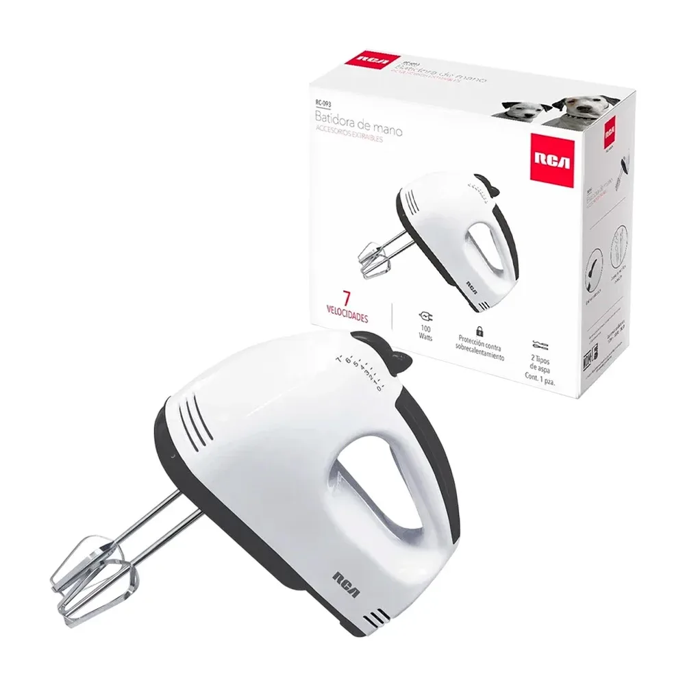 Batidora manual rca de doble aspa con 7 velocidades, 100w / rc-093