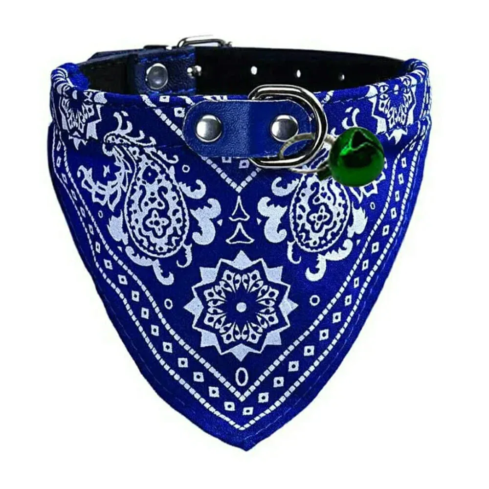 Collar chico con paliacate para mascotas y cascabel, variedad de colores / jr1239