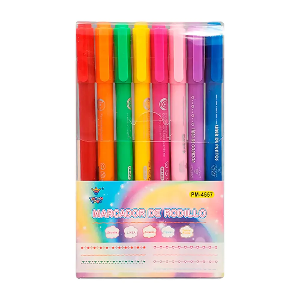 Paquete con 8 plumones doble punta, tipo sello + punta delgada, variedad