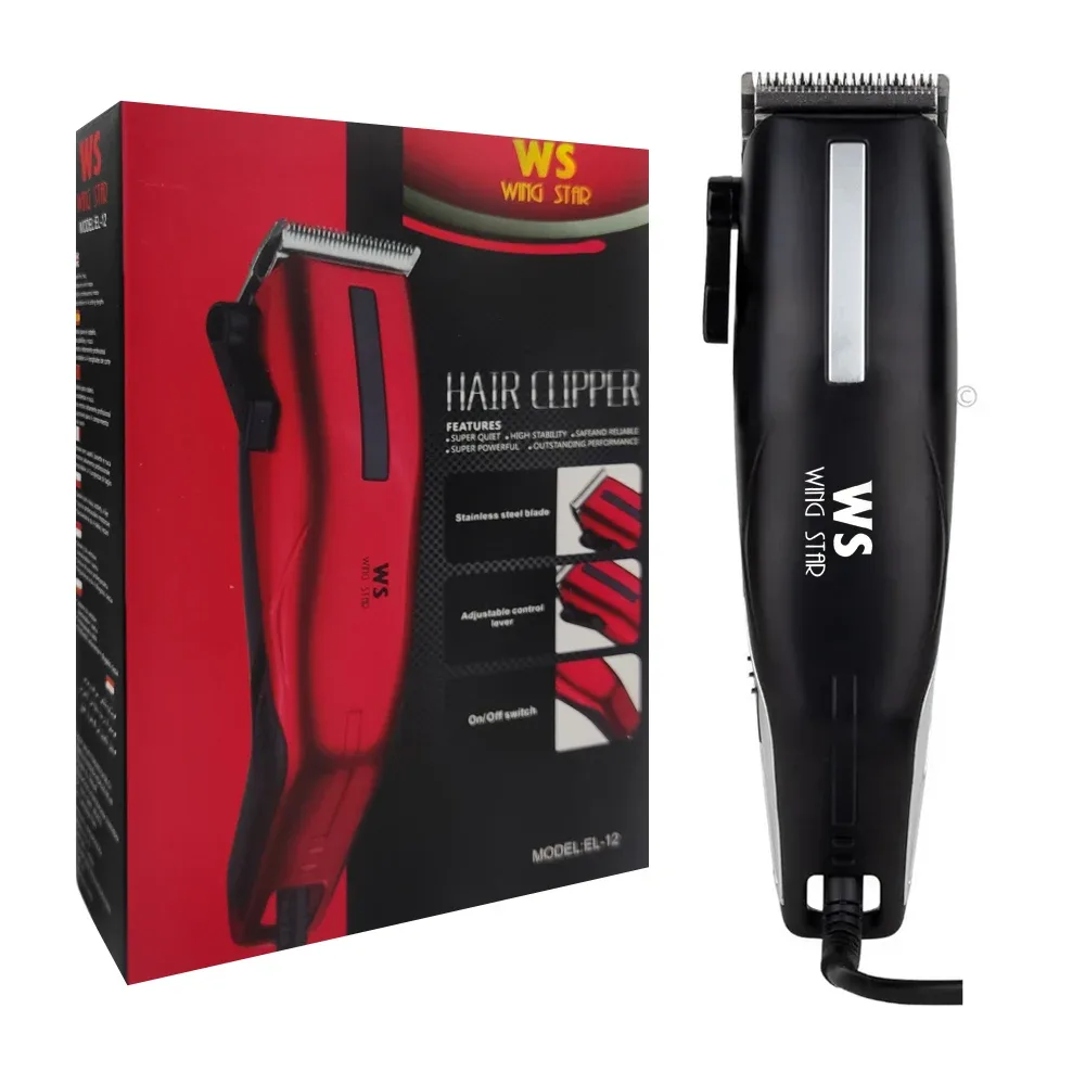 Máquina para cortar cabello alámbrica wing star + tijeras, peine + 4 peinetas