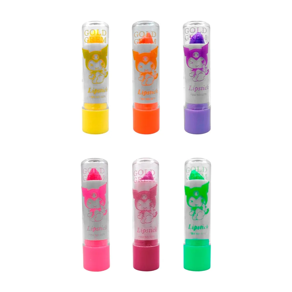 1pza Brillo lápiz labial mágico gold grem retráctil con aroma y diseño de kuromi / lipstick / p90