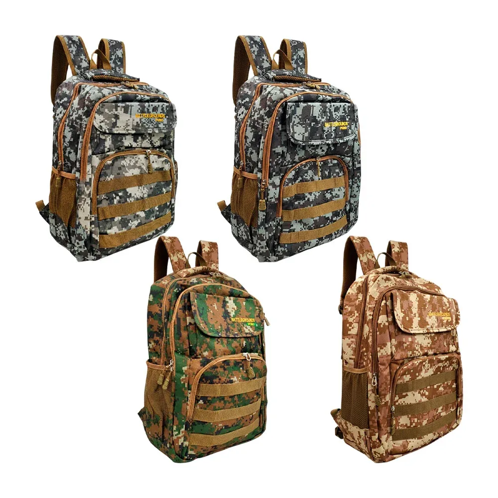 Mochila battlegrounds con 4 compartimientos y diseño de camuflaje, variedad