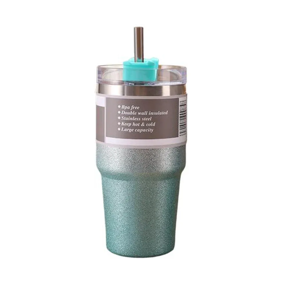 Termo de acero inoxidable con capacidad de 600ml con diseño de brillos, variedad de colores