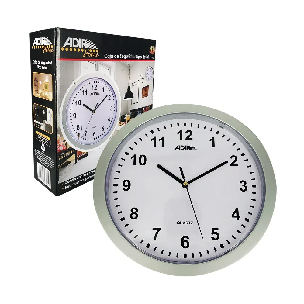 Reloj de pared tipo caja de seguridad con 3 compartimentos, 25cm / adir home / 1956