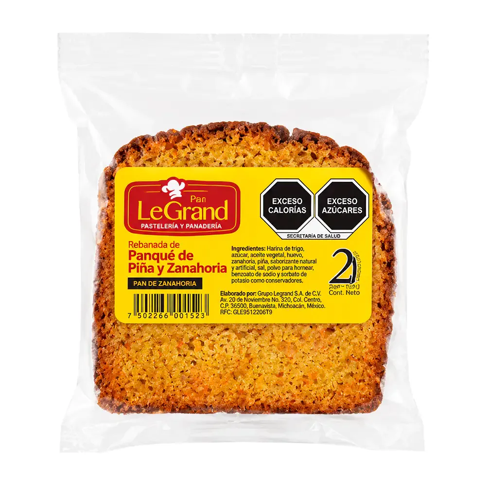 1pza rebanada legrand pan de zanahoria, pan horneado artesanal / 428034