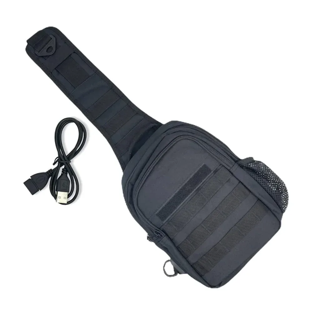 Pechera táctica de 2 compartimentos con línea de velcro y conector usb, variedad de colores
