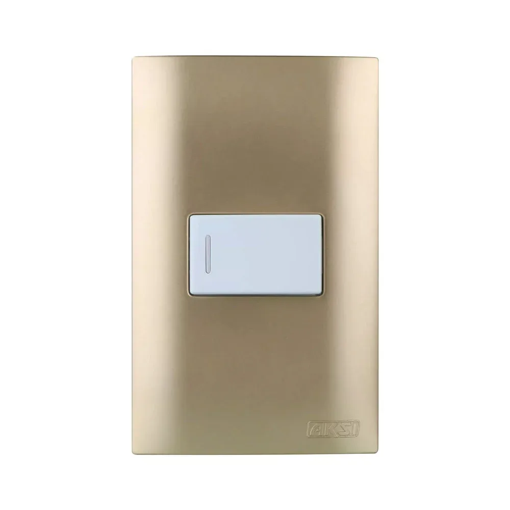 Placa de pared aksi con interruptor - apagador sencillo en color champagne / altimus / 124811