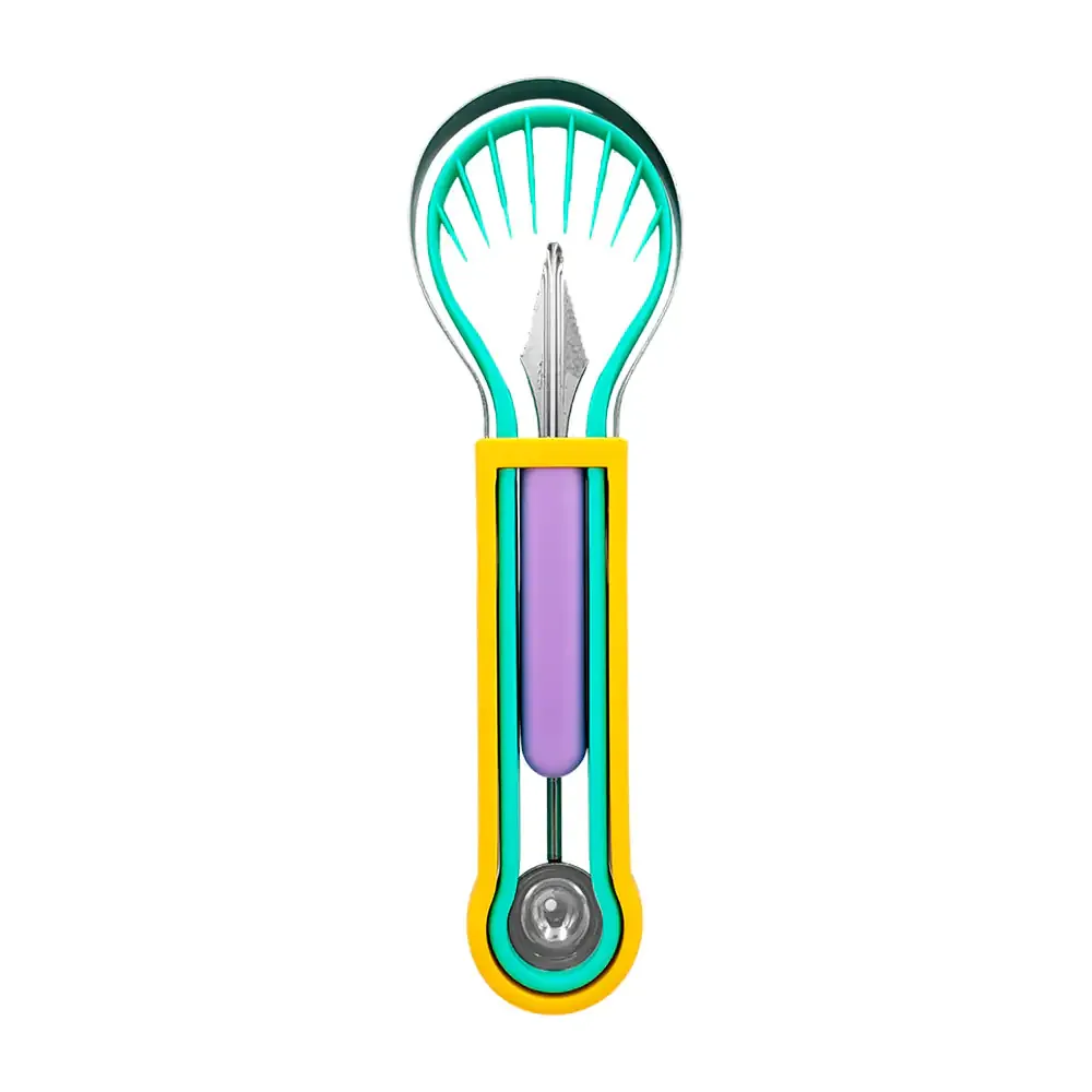 Cortador 4 en 1 para frutas, acero inoxidable con diseño ergonómico, variedad
