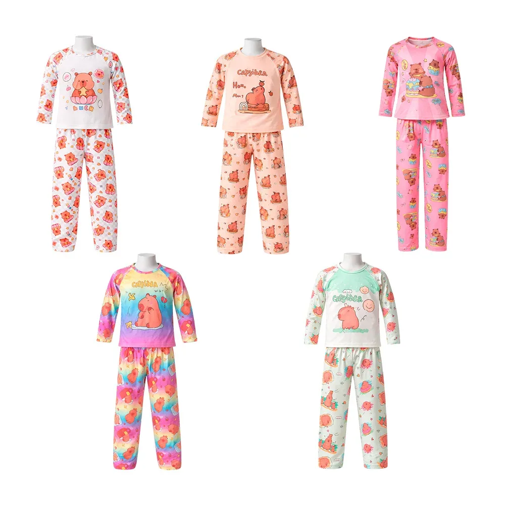 Set de pijama infantil, camisa y pantalon con estampado de capibara, variedad