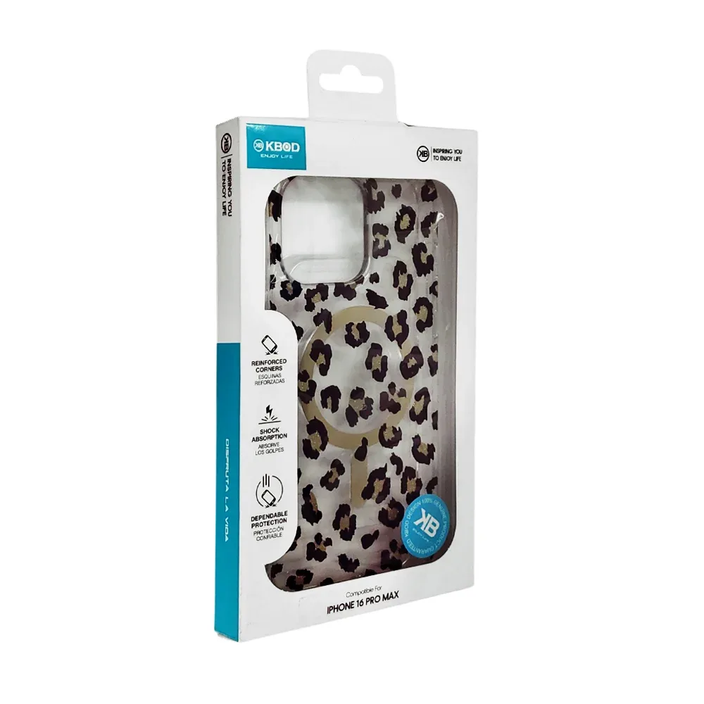 Funda rígida transparente con magsafe estampado animal print, iphone 16 pro max