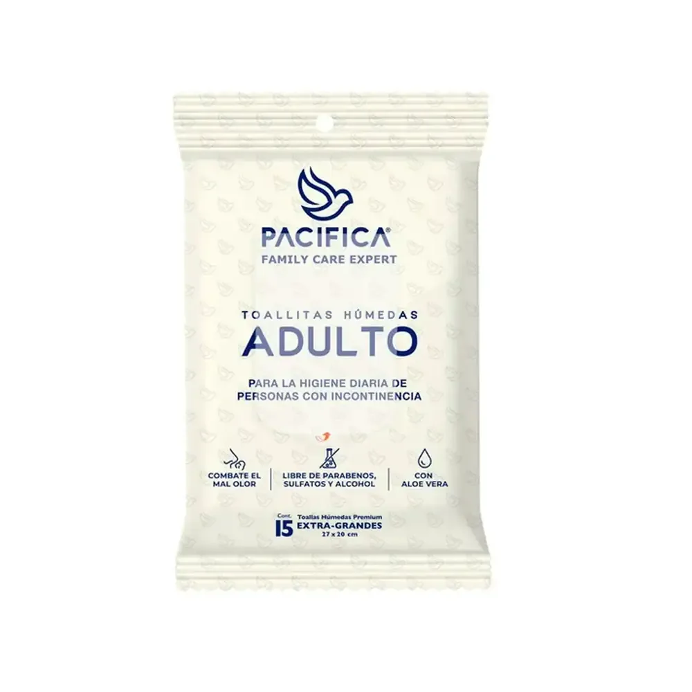 Paquete con 15 toallitas húmedas, extra grandes, para adultos con incontinencia / 097007