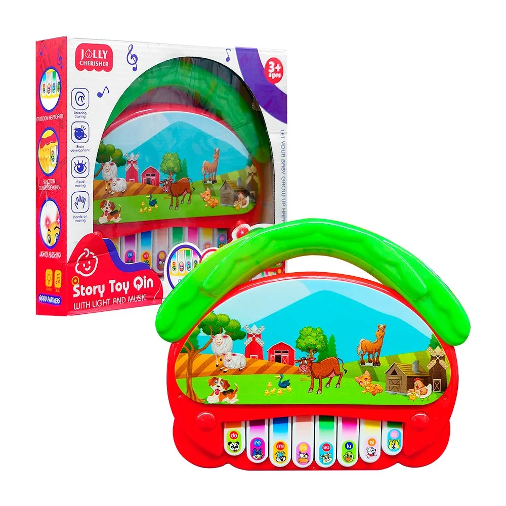 Piano musical con luces y estampado de animales de granja  / story toy qin / 775