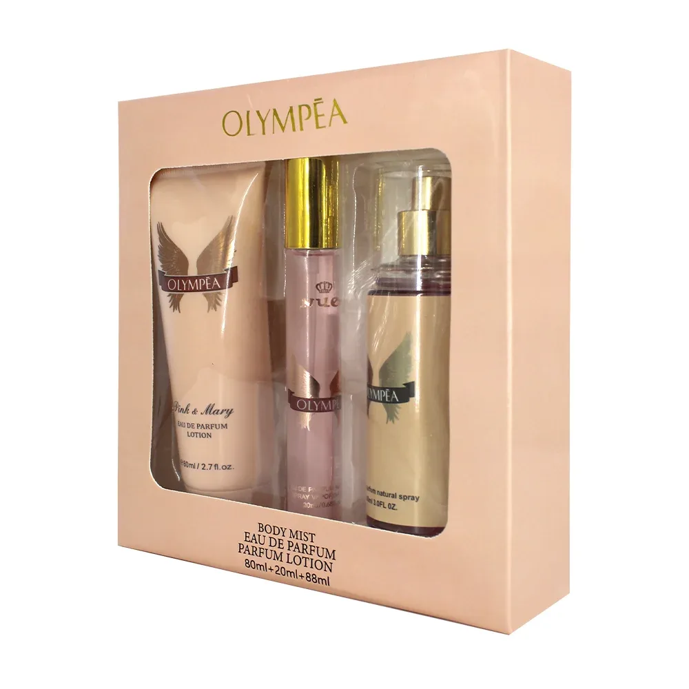 Caja con 3 lociones para el cuerpo en perfume, crema y agua de 80, 20 y 88ml, olympea / 2266-6