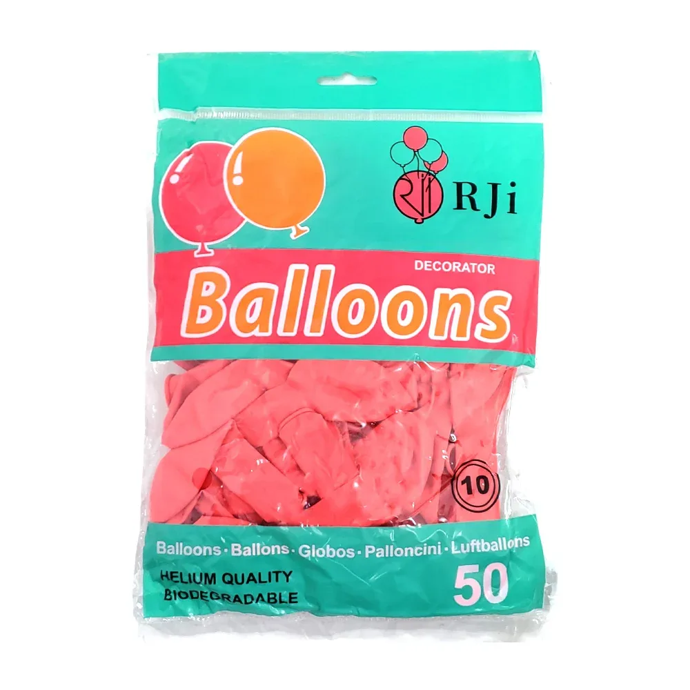 Paquete con 50 globos de látex rji de 10 pulgadas en color salmón / 661012-2