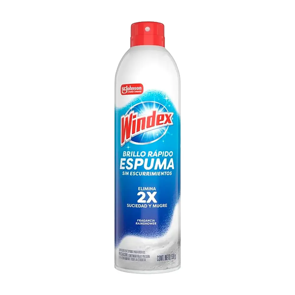 1pza limpiador windex brillo rápido en espuma sin escurrimientos, 538g / 559833