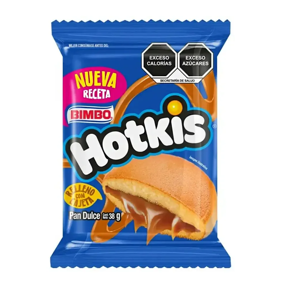 1pza hotkis, pan dulce relleno de cajeta, 38g / 035436