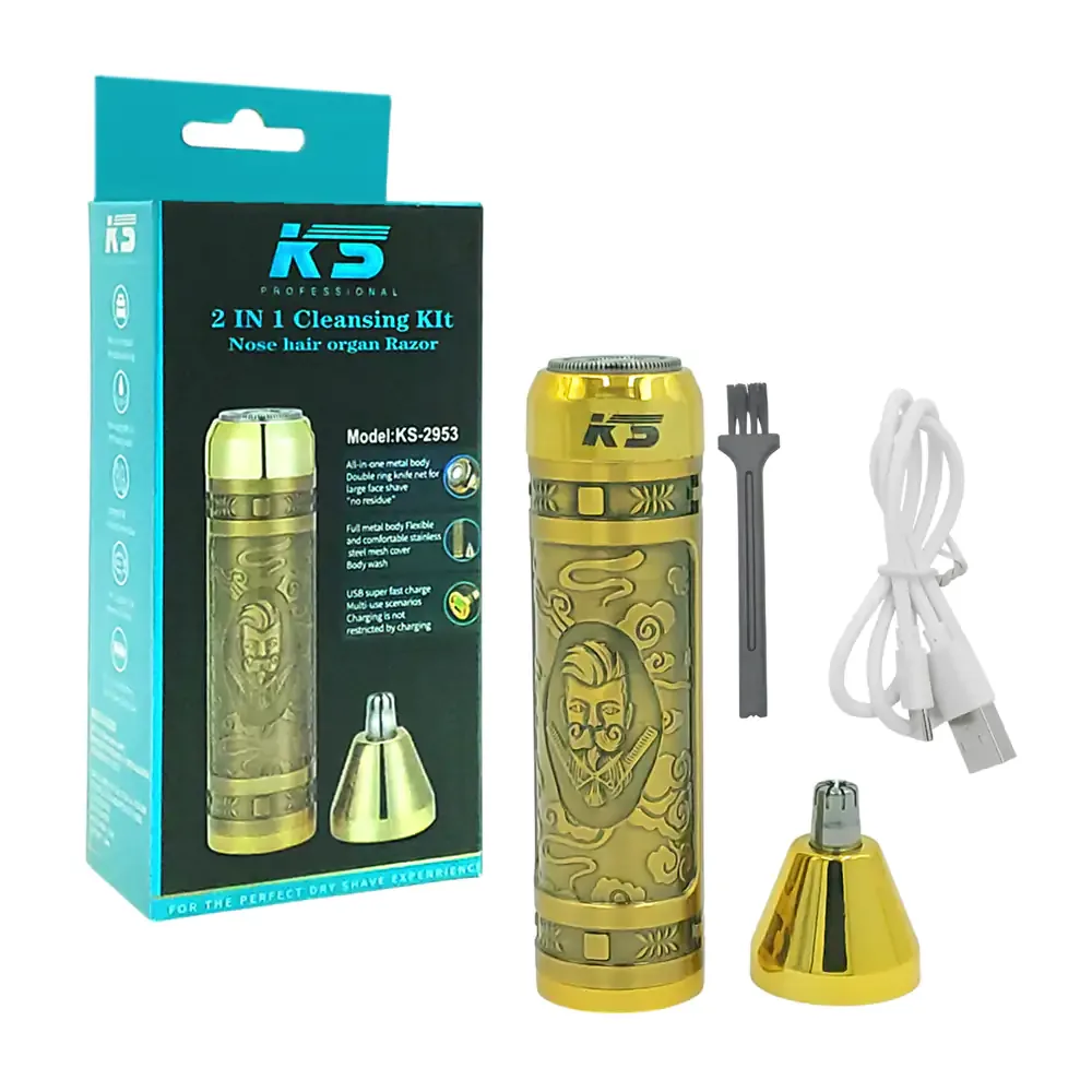 Depiladora facial ks recargable con 2 cabezales intercambiables y diseño vintage