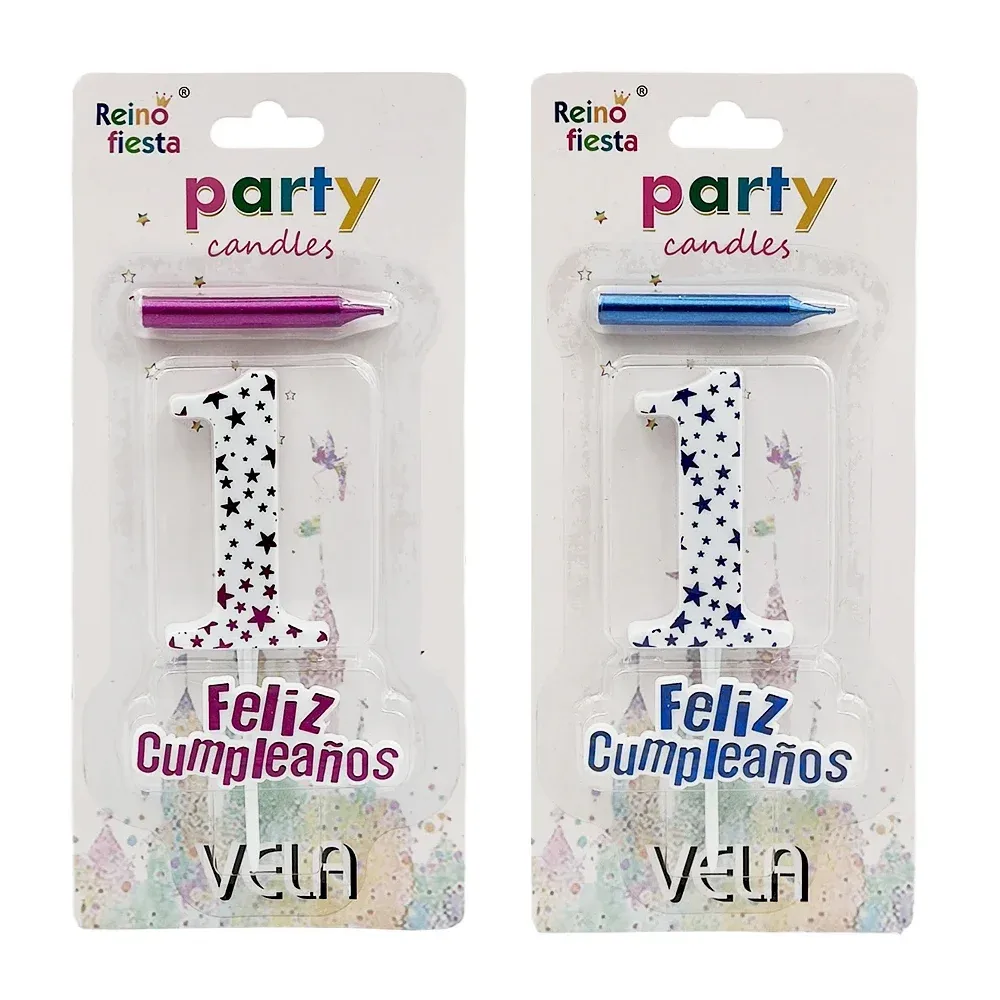 1pz portavela de feliz cumpleaños en forma de número + mini vela, surtido