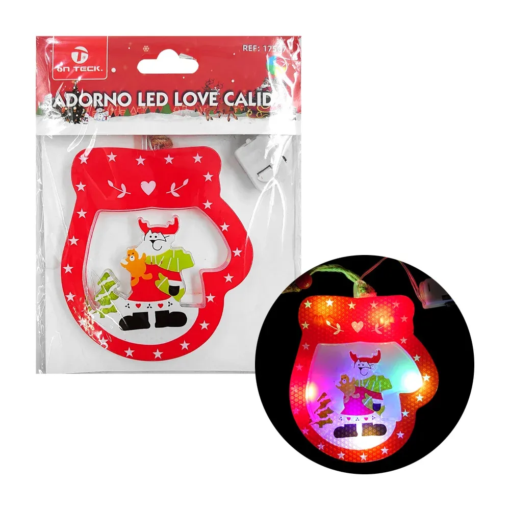 Adorno led colgante on teck en forma de guante con diseño navideño y luz multicolor rgb / 17507