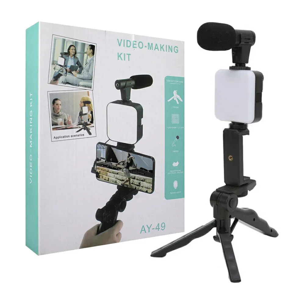 Soporte estabilizador con mini lámpara led, micrófono y control remoto / ay-49