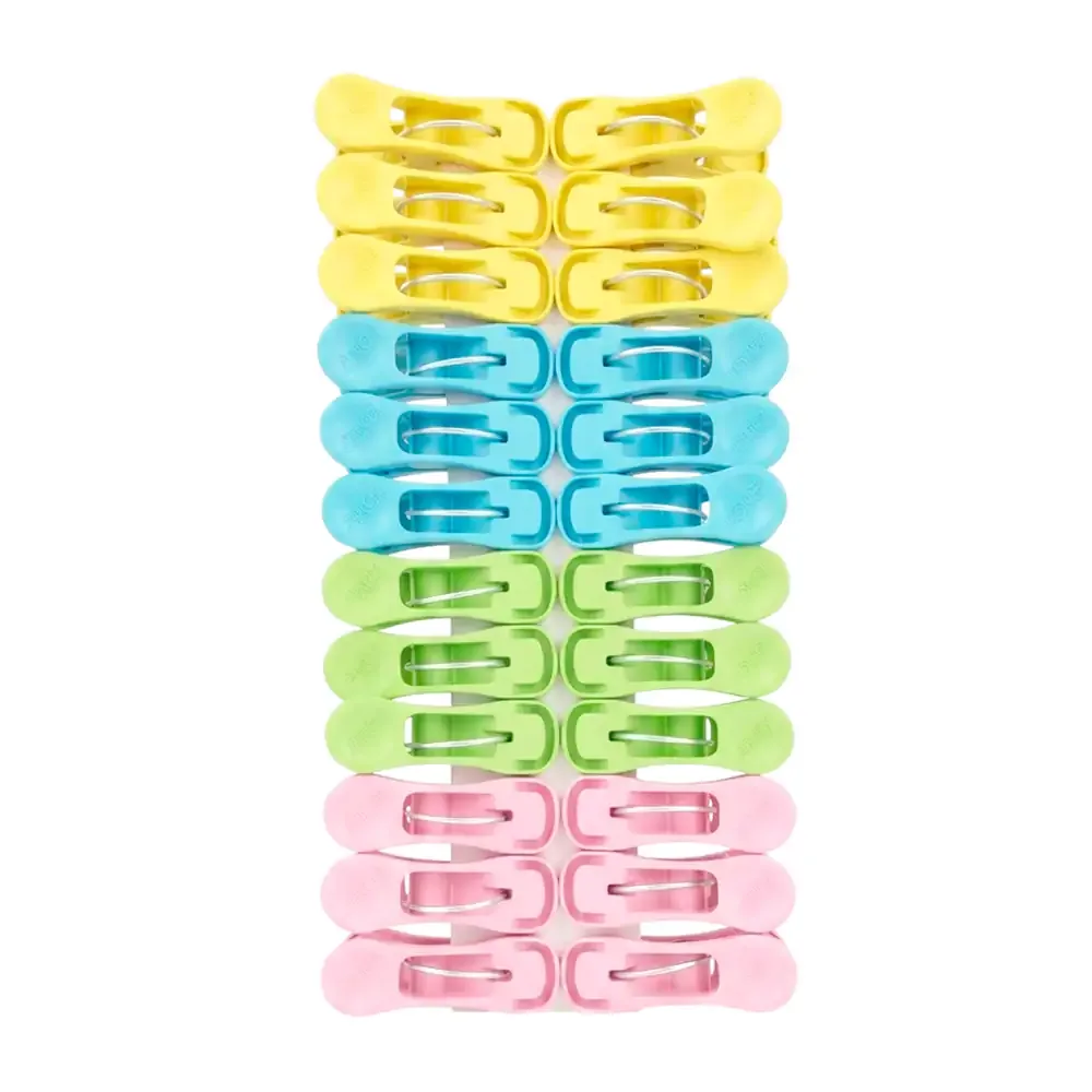 Paquete con 24 pinzas de plástico resistente para colgar ropa, variedad