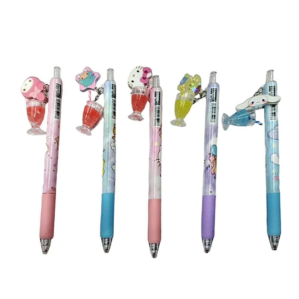 1pza Pluma de tinta negra con diseño de hello kitty y sus amigos, variedad de diseños / 5218