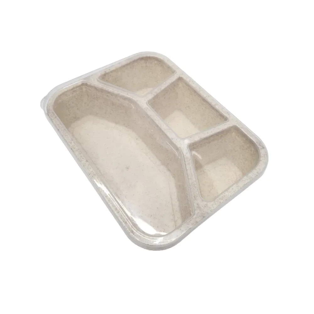 Tupper rectangular con 4 compartimentos y tapa transparente, variedad de colores / 3209