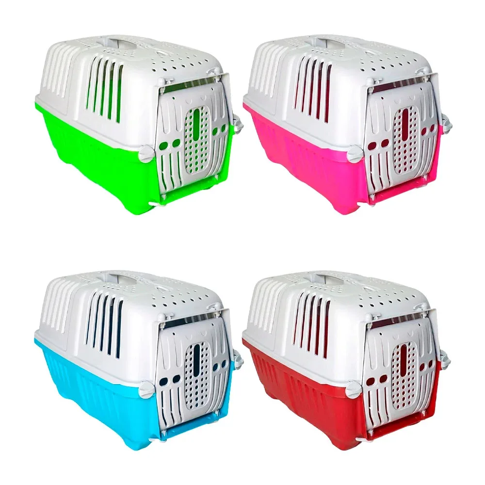 Caja transportadora de plástico para mascotas, variedad de colores / 73174