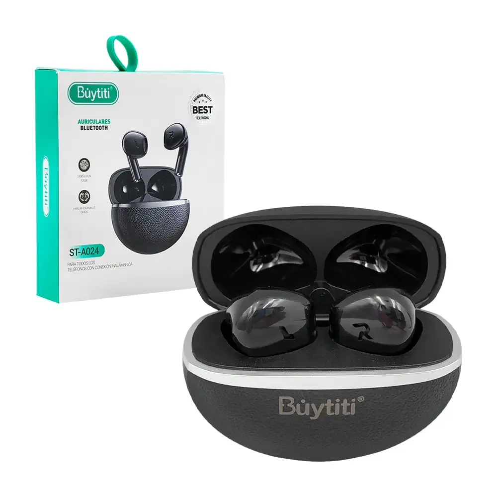 Audífonos inalámbricos bluetooth buytiti con estuche de carga efecto piel